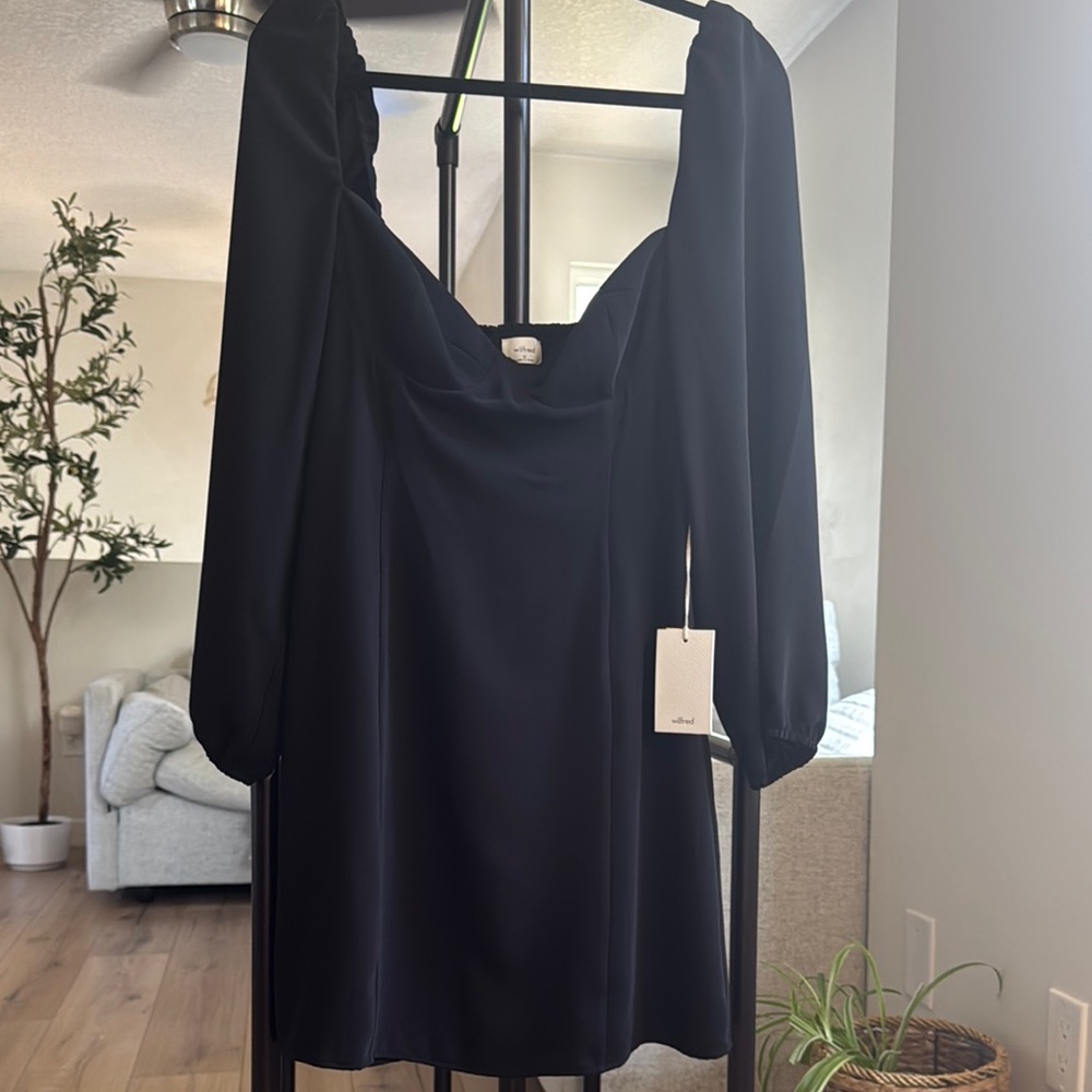 Aritzia Black Sheath Dress with Bishop Sleeves